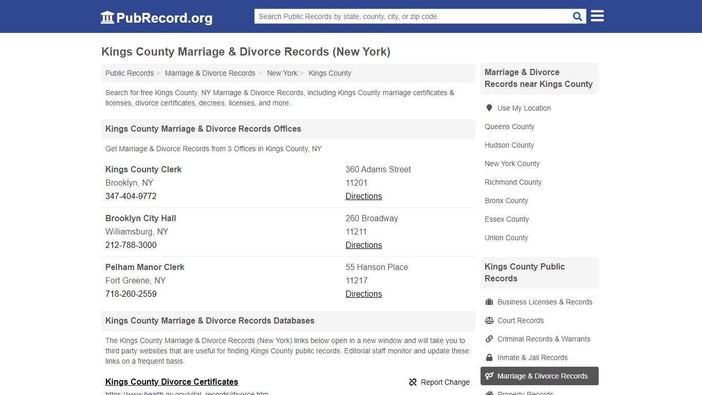 Kings County Marriage & Divorce Records (New York)